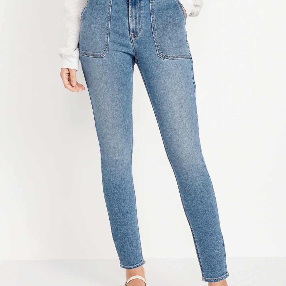 Old Navy High-Waisted Rockstar Super Skinny Jeans 10 Tall utility pocket